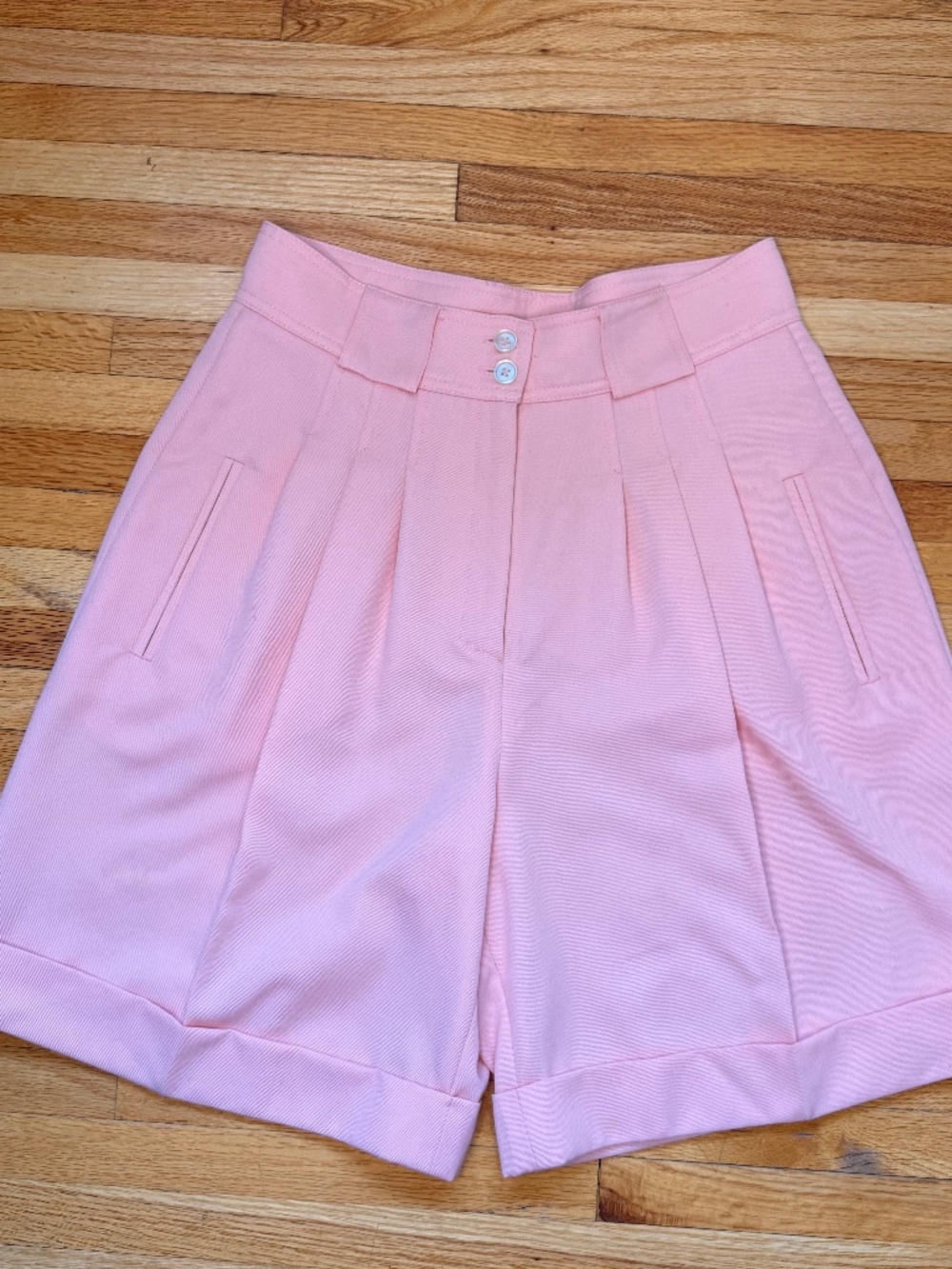 Vintage 80s Pastel Pink High-Waisted Pleated Shorts | 80s Preppy Tailored Shorts